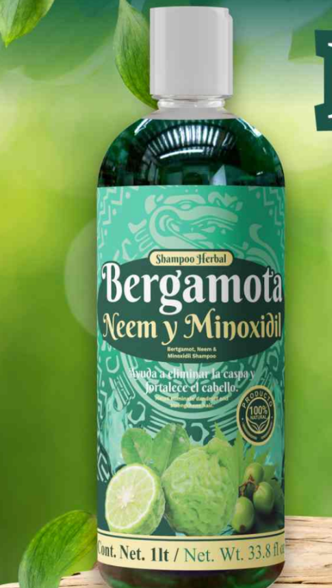 Shampoo Herbal Bergamota, Neem y Minoxidil (1 litro)